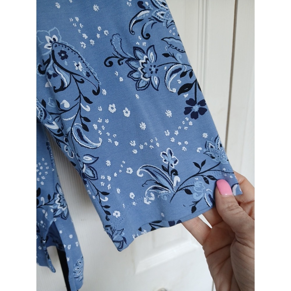 J. Jill Long Sleeve V-Neck Simply Supima Tunic Blue Floral Top Size 2X - Picture 2 of 5